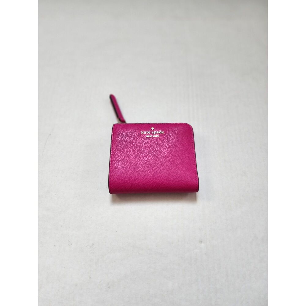 NWT Kate Spade Hot Pink Pebbled Leather Small Bifold Zip-Around Wallet - Picture 9 of 10